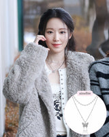 [(G)I-DLE Shuhua Necklace] Mystique Butterfly Layered Necklace - Silver color