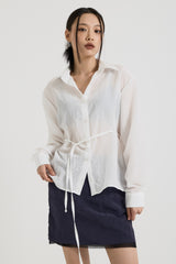 Sheer String Blouse, White
