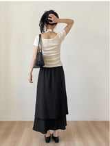 Seersucker Layered Banding Skirt