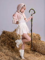 ROSE ISLAND Fluffy Forest Language Knitted Fleece Cape with Sleeves