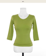 [ md pick / basic ] adore v glam shirring 3/4 sleeve top