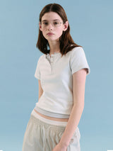 NUBASIC HENLEY NECK T-SHIRT WHITE