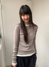 Kanit Diagonal Button Round Long Sleeve Tee