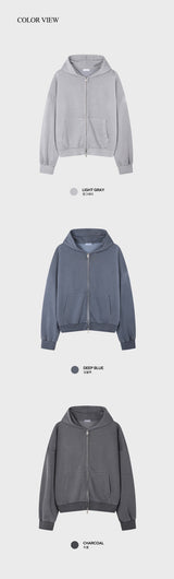 Look Barbell Pigment Semi-Crop Two-Way Hoodie Zip-Up