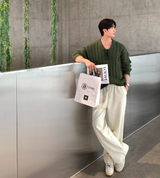 genie 366 straight cotton banding wide pants