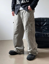 Grayish wide cargo pants