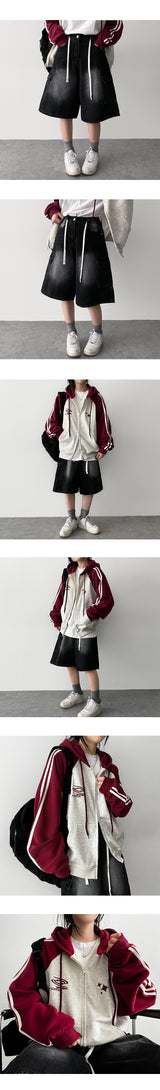 IF Waist String Vintage Cargo Denim Bermuda Shorts