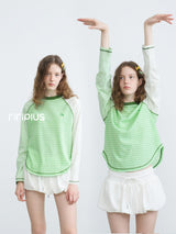 Riverstone Plus Dopamine Colorful Stripe Summer‑Autumn Loose Thin Long‑Sleeve T‑Shirt, Women's Tencel Air‑Conditioning Cover‑Up