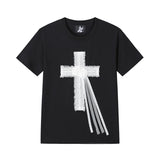 レース クロス Tシャツ - ブラック