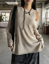 Yukia Damage Deep V-Neck Knit