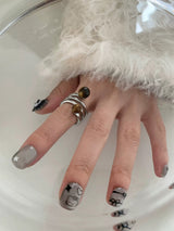 Tiger eyes spring silver ring