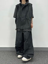 button hooded vest