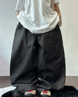 LETTERING INDIGO RAW STITCH WIDE BALLOON TATTOO PRINT DENIM LONG PANTS 🩵🖤 - 2 COLORS