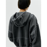 オーバーサイズドフルジップフーディー - Washed Black
