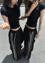 シルバートラックウェーブエッジワイドパンツ