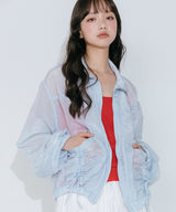 シャーリングシースルーウィンドジャケット (ライトブルー)