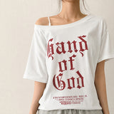 Blo off-shoulder short-sleeved T-shirt (4 colors)