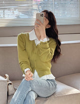 Lensi V-neck basic knit cardigan