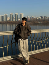 Snap cargo wide sweatpants