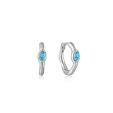 Turquoise Wave Hoop 925 Silver Ring Earring E044-02H