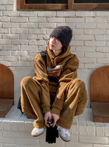 [Mink Brushed] Trust velvet corduroy crop hood pants SET