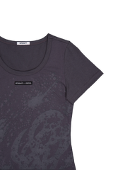 [UPDRAFT]PRINT COTTON CROP T-SHIRT GREY