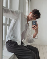 Mirow See-through Basic Long Sleeve Shirt