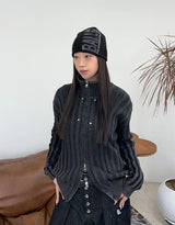 テリーピグメントリブニットジップアップ