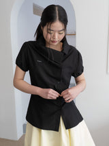ドレープカラー ブラウス (BLACK)