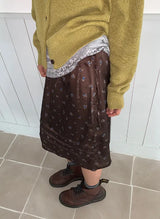 Ebony Flower Pintuck Midi Skirt