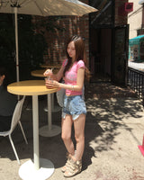 Roll up denim shorts