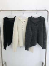 Fluffy henry neck knit