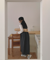 Brownie checkered bustier long skirt sleeveless autumn winter guest look date look 