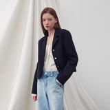 SINGLE-BREASTED TWEED JACKET BLACK