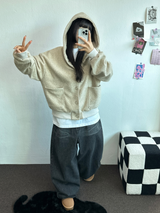 TERRY SHEEP🐑☁🤎HOODIE CARDIGAN JACKET 🤎💛🖤3COLOR