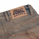 DirtyCoins Stain Disstress Baggy Denim Pants Faded Blue