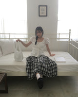 Mooh punching Lace Ribbon Cotton Bag
