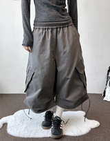 Genie Eyelet Stud Rope Balloon Cargo Bermuda Shorts 3color