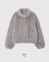 #Elegant Hairy Crop Zip-up Fur Jacket (2color)