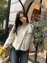 [SHOPPERMADE] ノーカラー Wool65 ダブルジャケット (2color)