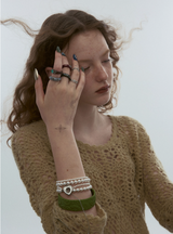 【Exclusive】heart double pearl necklace-silver