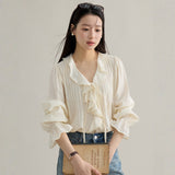 French Ruffle Cuff Romantic Blouse