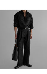 スティッチロールアップシャツ [Black]