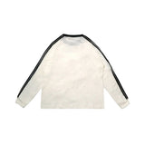 PEANUT STAIN - 4ストライプ アーム アイボリー ボクシー長袖 Tシャツ