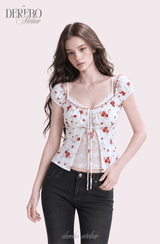 Red Rose Lace Layered Blouse