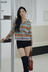 Nordic round knit cardigan
