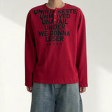 Swoolie Lettering Snap Henry Neck Long Sleeve T-shirt (4 colors)