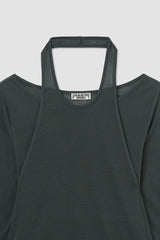 Halter Layered Long Sleeve / Charcoal