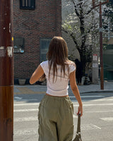 Laco Cap Sleeve Snap Button Crop Short Sleeve