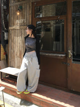 See-through Slim Off-Shoulder Raglan T-Shirt (3c)